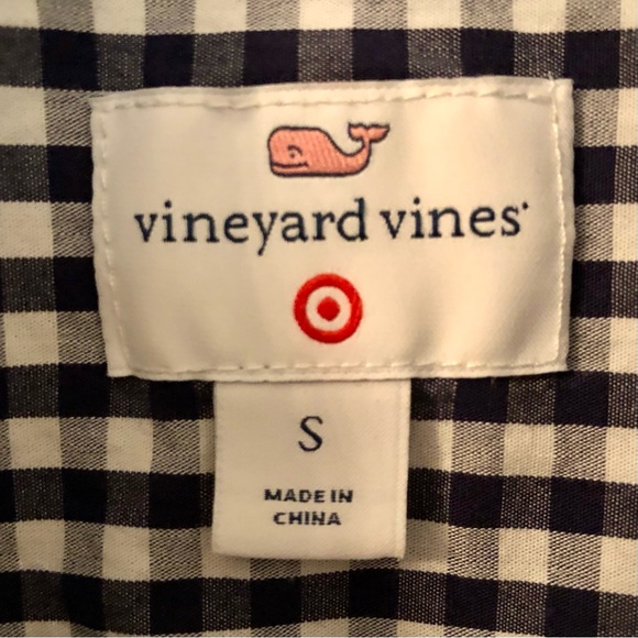 Vineyard Vines X Target Boys Long Sleeve Navy/White Check Button Down Shirt - Picture 2 of 4